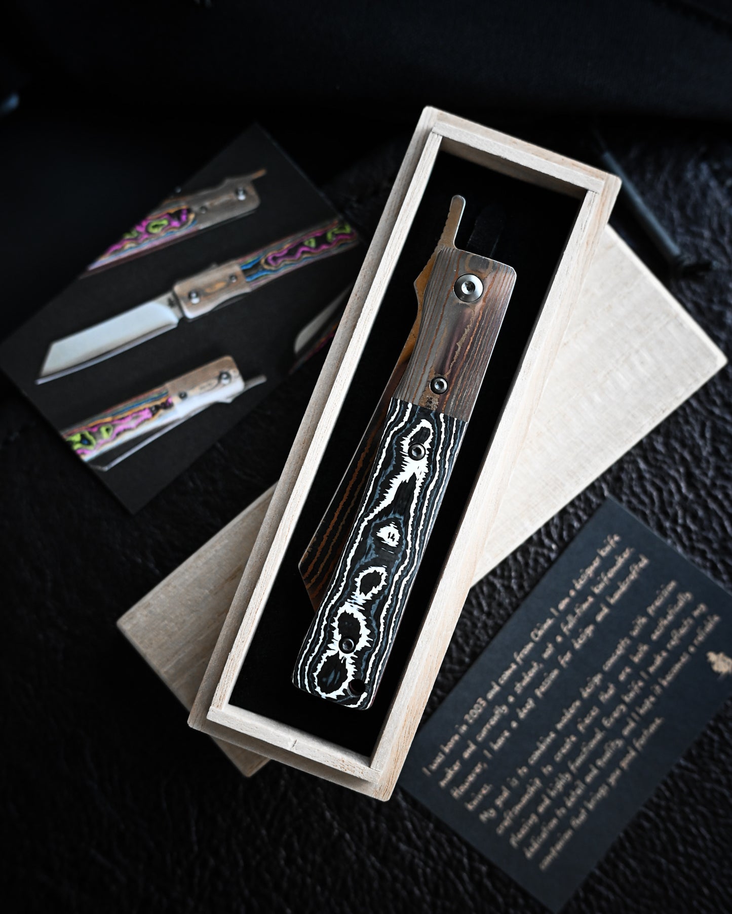 haoworks Eirou Atsumori Custom Folding Knife – Obsidian Storm