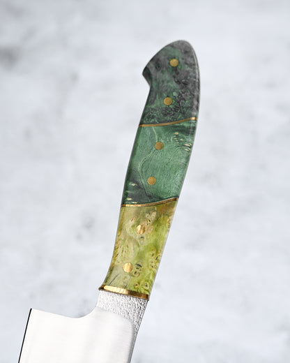 Japan Made Yoshio Sugiyama Handmade Gin3 Santoku Knife｜Copper-Inlaid Handle｜Satin-Finished Blade