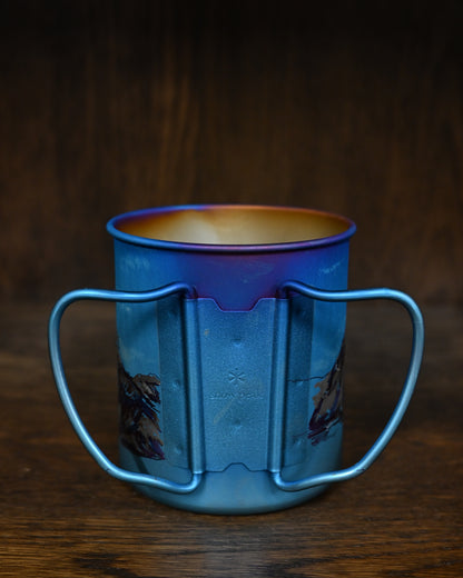 Hand-Carved Custom Edition Blue Snowfield Snow Peak Titanium Cup