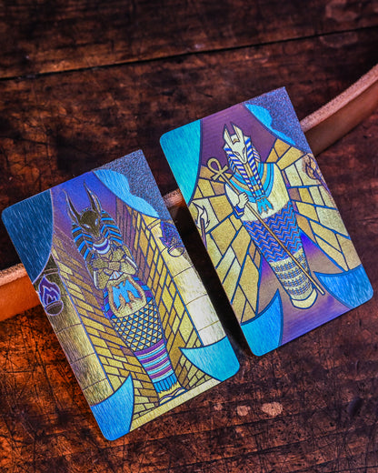 Mummert Knives Ancient Egyptian-Themed Titanium Card Knife Set – A Symbol of Justice and Protection