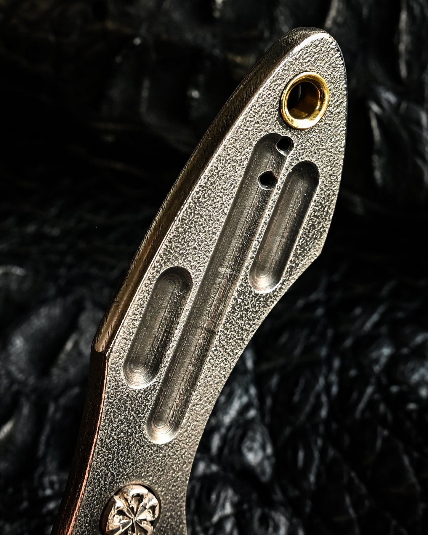 Made in Japan Wtopia One-Off VG7 Laminated Steel EDC Pry Bar / Bottle Opener with Silver Apricot Blossom Inlay and “OH BABY” Stamp