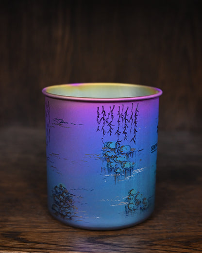 Hand-Carved Custom Edition  Neon Zen Snow Peak Titanium Cup