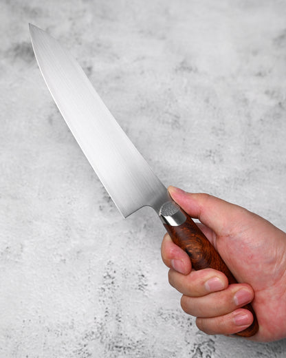 Japan Made Hiroshi Saito Handmade SG2 Chef Knife｜Karin Wood Handle｜Hand-Brushed Blade