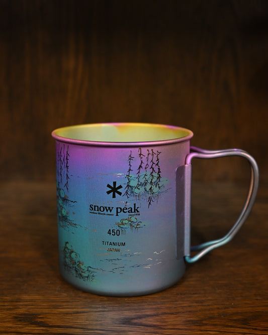 Hand-Carved Custom Edition  Neon Zen Snow Peak Titanium Cup