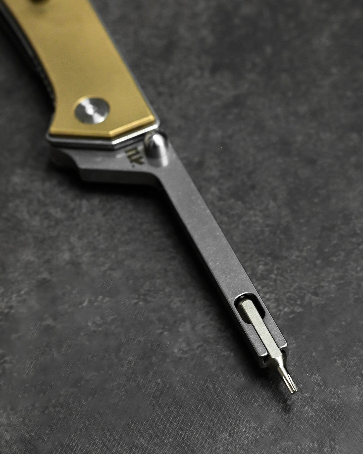 NUKNIVES T33 Multi-Functional Folding Screwdriver – Brass Handle (Includes EDC Pouch)