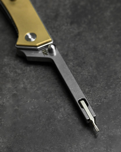 NUKNIVES T33 Multi-Functional Folding Screwdriver – Brass Handle (Includes EDC Pouch)