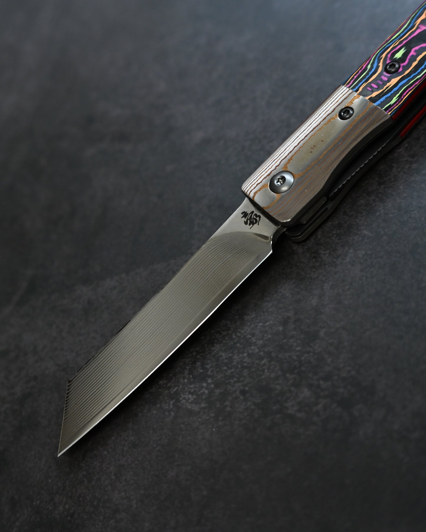 Haoworks Design Eirou Japan SG2 Laminated Steel Folding Knife Neon Lava Handle