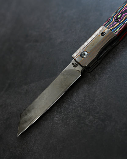 Haoworks Design Eirou Japan SG2 Laminated Steel Folding Knife Neon Lava Handle