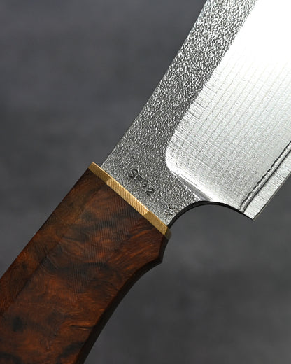 Sunizumi Knives “Little Brown” Full Custom Outdoor Bunka Knife SPG2 Damascus (#6)