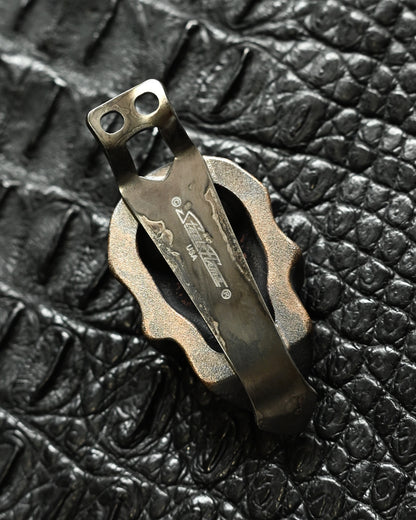 Steel Flame Skull Two-Hole Pocket Clip – Bronze / XXXXL / Federal .45 Auto Inlay / Limited Edition