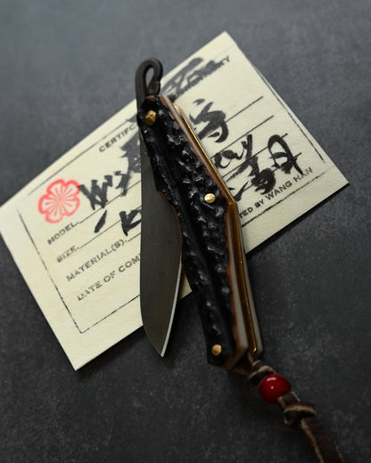 Wtopia Hifuku-Mamoru Folding Knife | Antler Handle × K120 Steel | Handmade in Japan