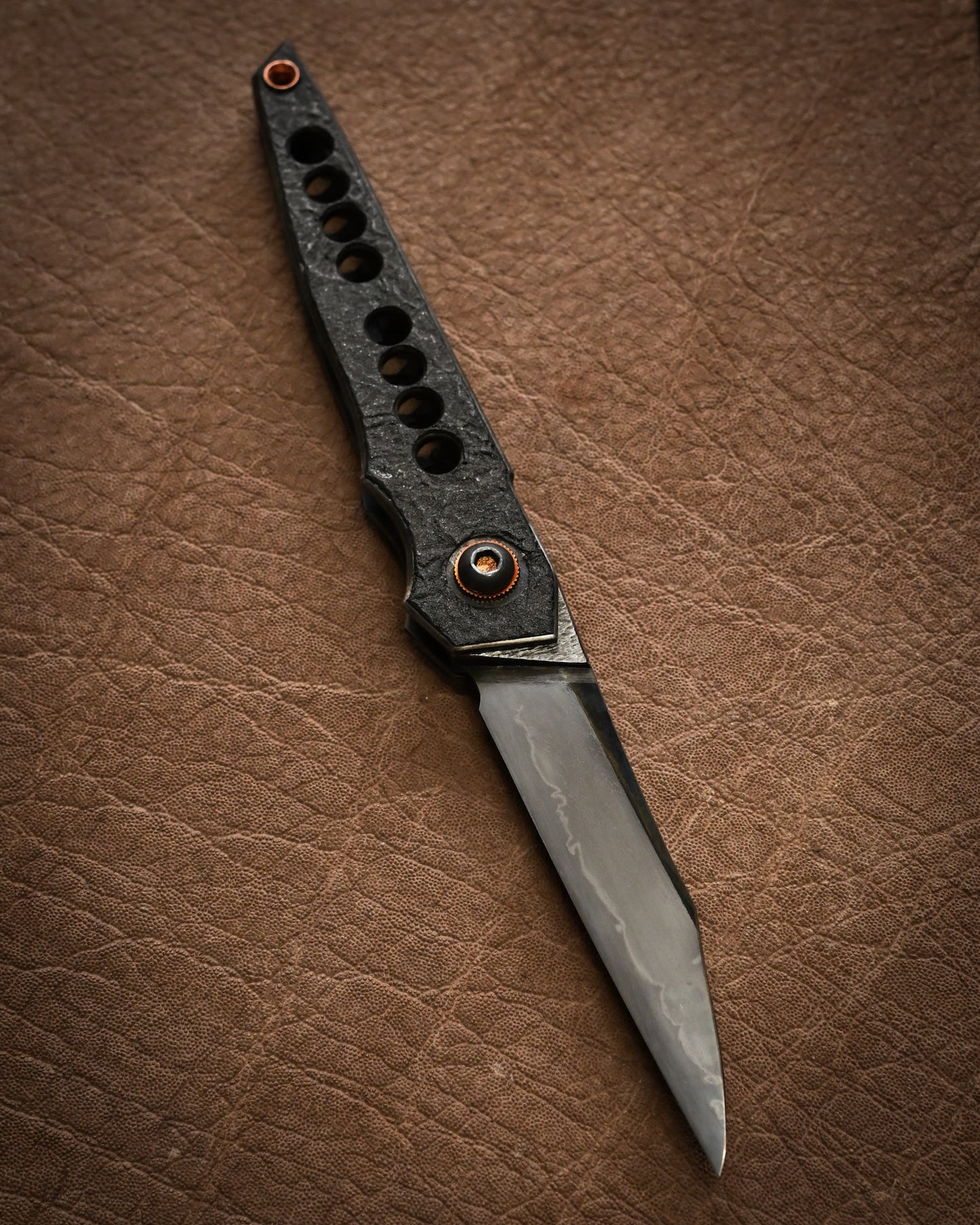 推薦作家・極希少 二部幸夫作 東京展示会モデル No.R8-2 「肥厚守」カスタムフォールディングナイフ