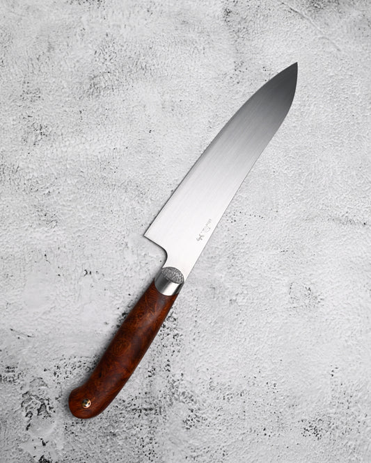 Japan Made Hiroshi Saito Handmade SG2 Chef Knife｜Karin Wood Handle｜Hand-Brushed Blade