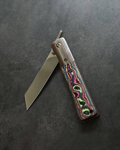 Haoworks Design Eirou Japan SG2 Laminated Steel Folding Knife Neon Lava Handle