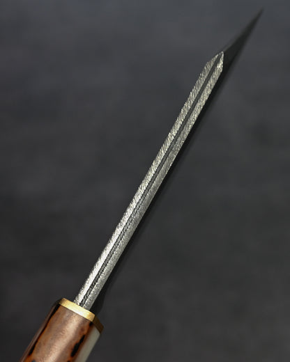 Sunizumi Knives “Little Brown” Full Custom Outdoor Bunka Knife SPG2 Damascus (#9)