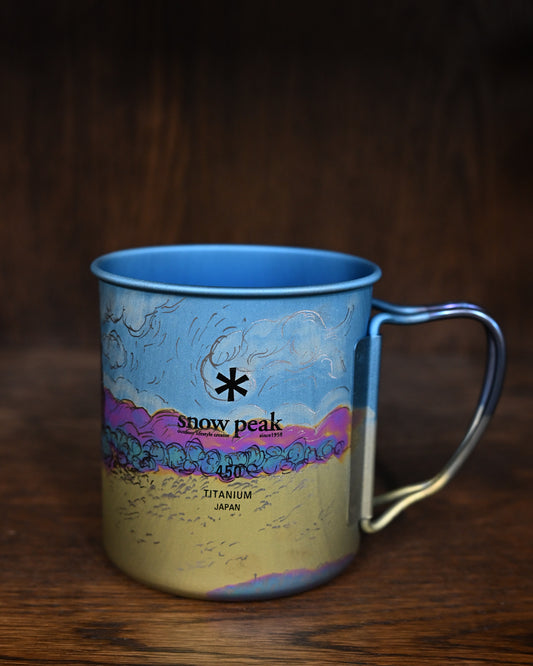 Hand-Carved Custom Edition Mountains & Rivers Snow Peak Titanium Cup