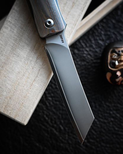 haoworks Eirou “Atsumori” – Obsidian Storm Custom Folding Knife / ZDP189 Blade