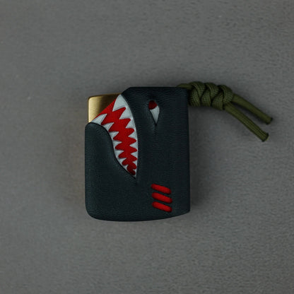 Handcrafted Shark Series Polyester Zippo Lighter Case by Qi Wan – 3-Layer Shark Design, Durable & Stylish