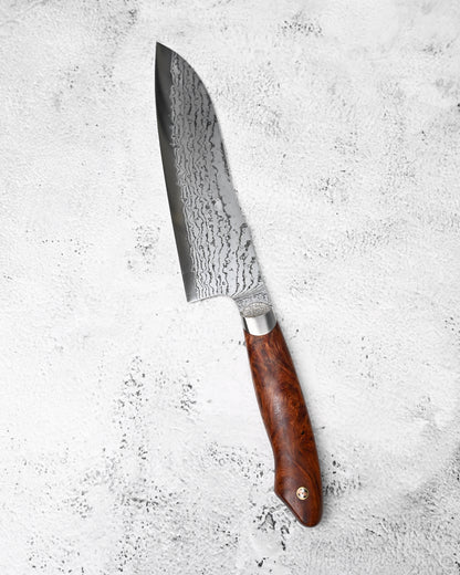 Japan Made Hiroshi Saito Handmade SG2 Damascus Chef Knife｜Karin Wood Handle｜Hand-Polished Blade