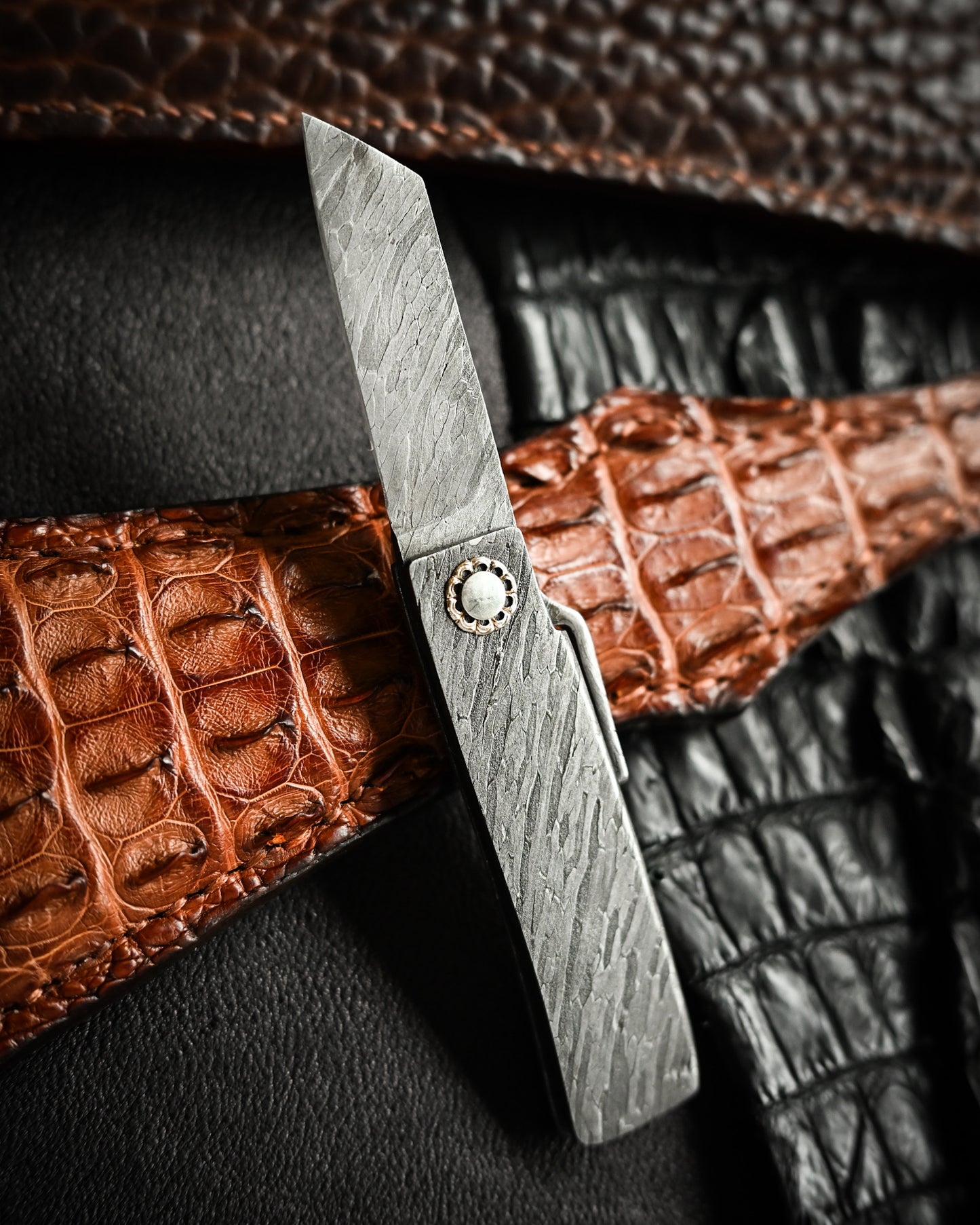 Masayuki Tashiro S7110 Forged Dragon Scale Damascus Higonokami EDC Custom Folding Knife