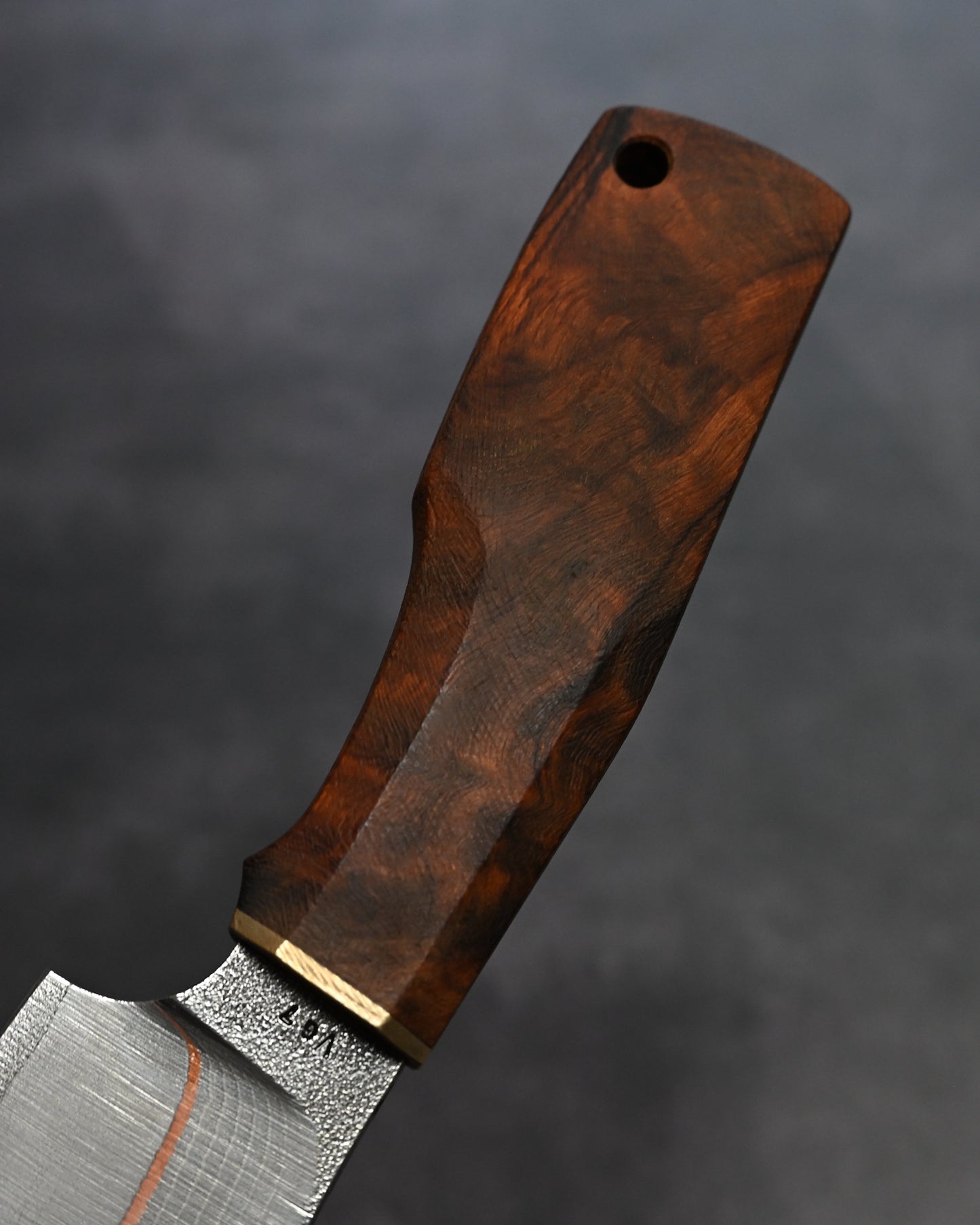 Sunizumi Knives “Little Brown” Full Custom Outdoor Bunka Knife VG7 Damascus + Copper (#4)