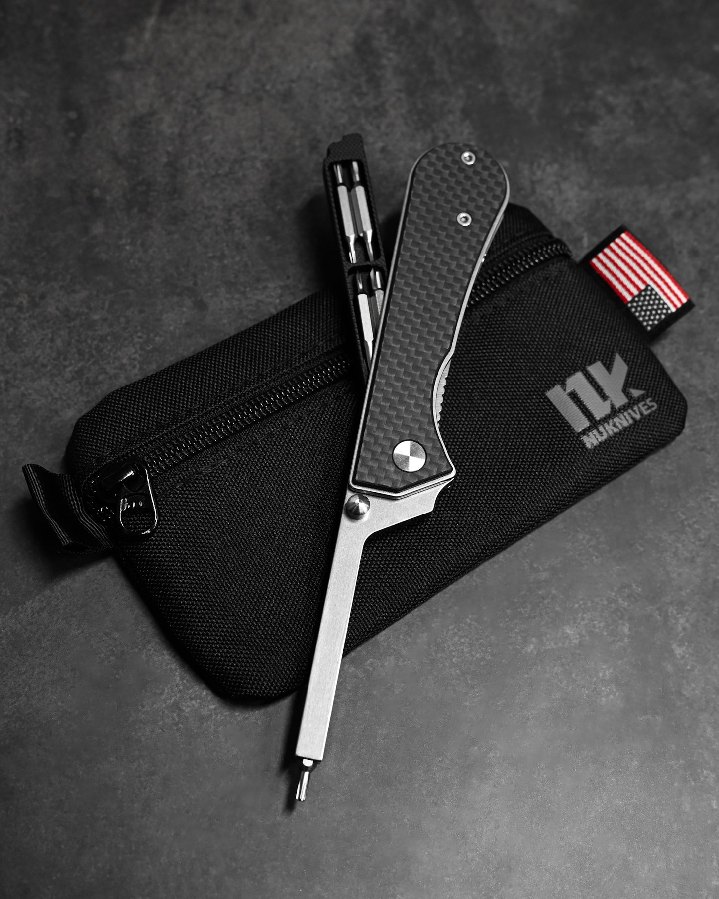 NUKNIVES T33 Multi-Functional Folding Screwdriver – Composite Carbon Fiber Handle (Includes EDC Pouch)