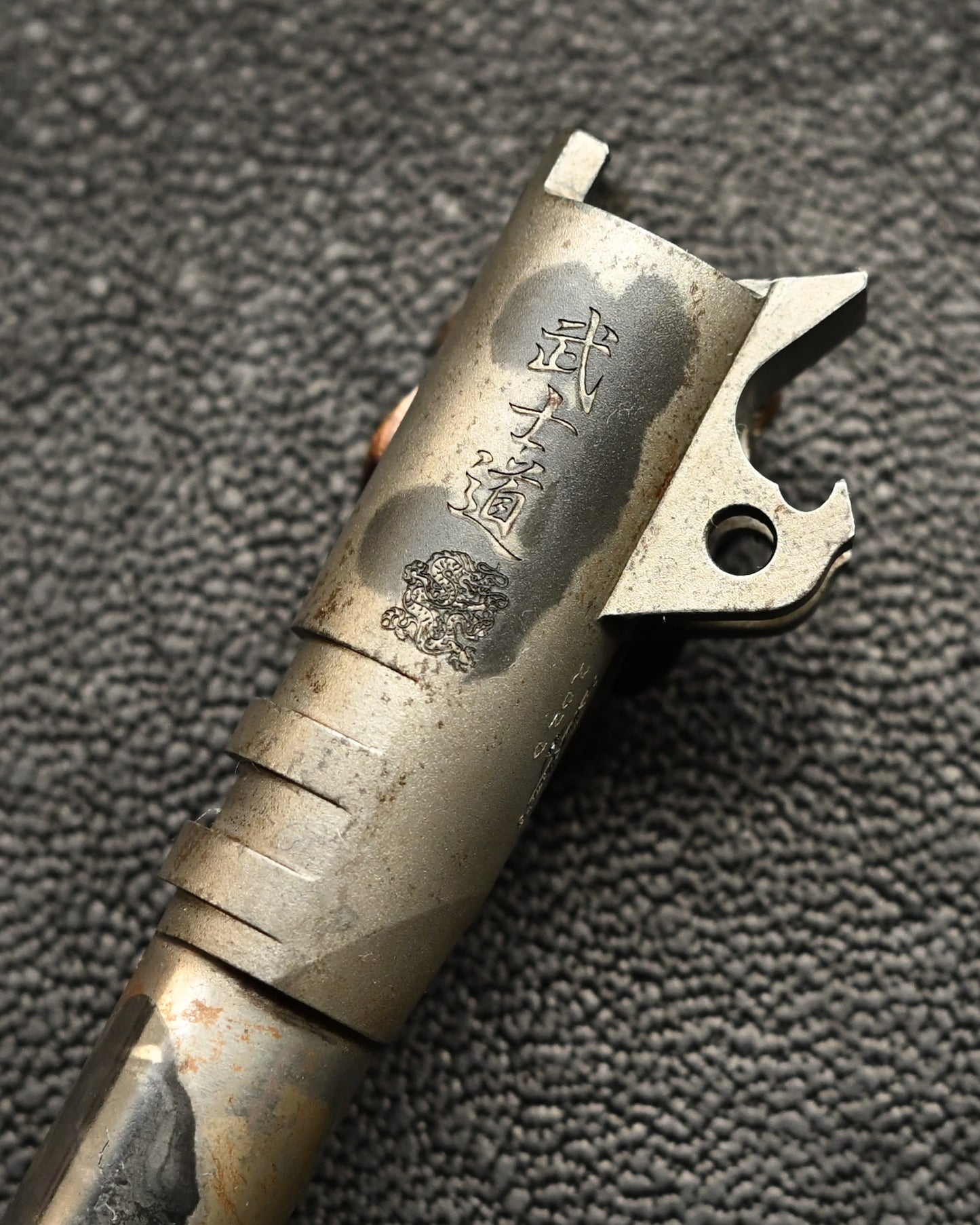 Rare Steel Flame Hand-Signed One-Off XL Grit Hannya Bushido Bottle Opener, Modified from a KART .45 NM Barrel