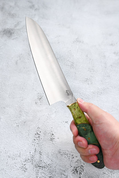 Japan Made Yoshio Sugiyama Handmade Gin3 Santoku Knife｜Copper-Inlaid Handle｜Satin-Finished Blade