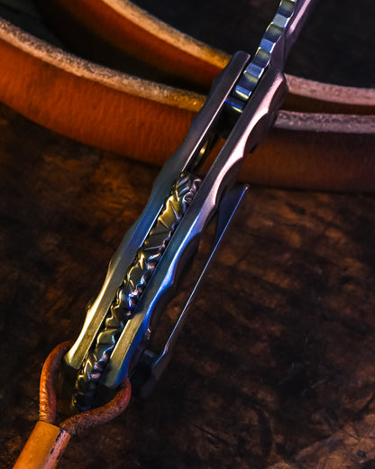 Homer Knife - T-Rex #392 Folding Knife | A Perfect Fusion of Anodized Titanium and Copper Bead