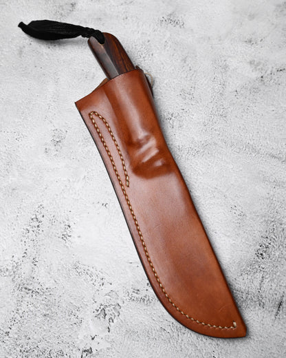 Japan Made Hiroshi Saito Handmade VG10 Outdoor Knife｜Desert Ironwood Handle｜Vegetable-Tanned Leather Sheath