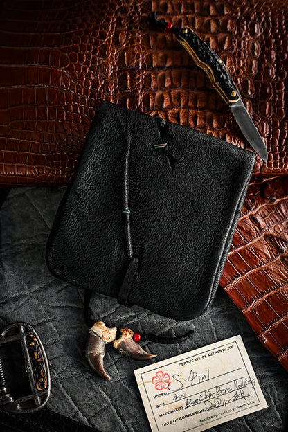 Made in Japan Wtopia One-Off Custom 4-in-1 Knife / Tool Roll Case – Bear Leather, Hokkaido Deer Antler Button, Bear Claw Charm