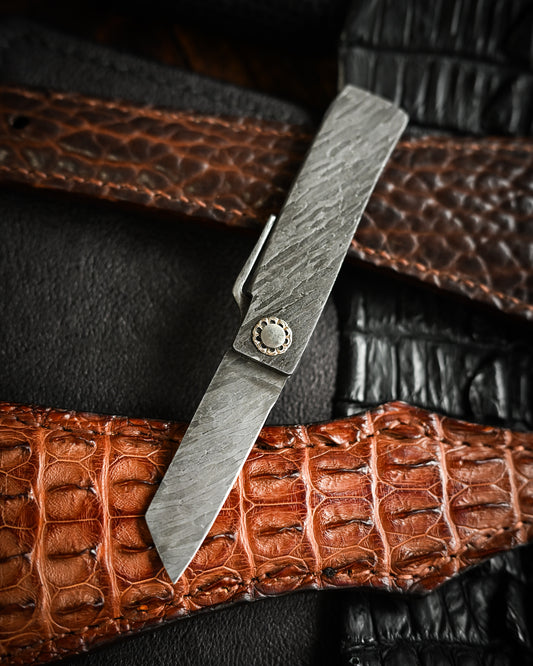 Masayuki Tashiro S7110 Forged Dragon Scale Damascus Higonokami EDC Custom Folding Knife