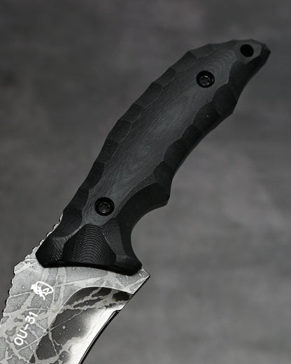 Hurricane By Kikuknives Japanese Fixed Blade Knife OU-31 Steel with Black G-10 Handle