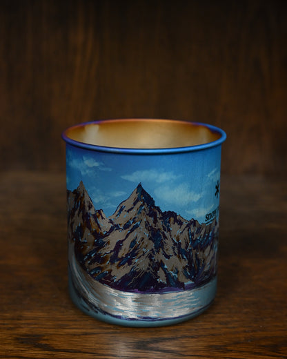 Hand-Carved Custom Edition Blue Snowfield Snow Peak Titanium Cup