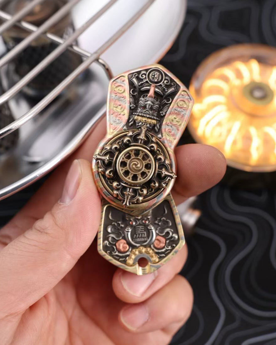Mokume-gane Body × Zakiram Fortune Goddess — “Seal of Demon” Limited Edition (24 pcs)｜Multi-Metal Magnetic Plates｜Vajra Brass Spinner｜Push-Coin Action