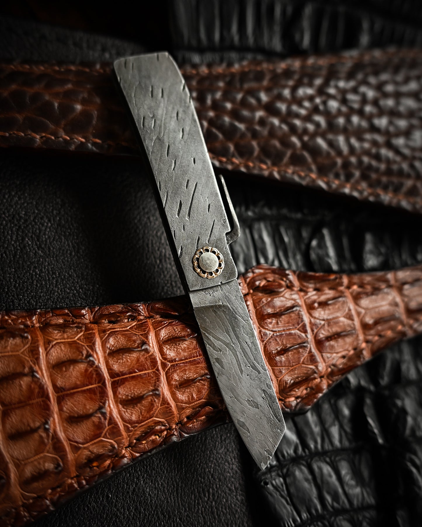 Masayuki Tashiro S712 Forged Dragon Scale Damascus Higonokami EDC Custom Folding Knife