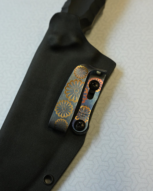 Mummert Knives × Kiku Knives Titanium Belt Clip  (Compatible with Kydex Sheaths)