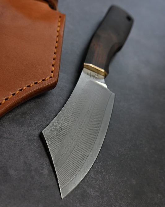 Sunizumi Knives “Little Brown” Full Custom Outdoor Bunka Knife R2 Damascus (#8)