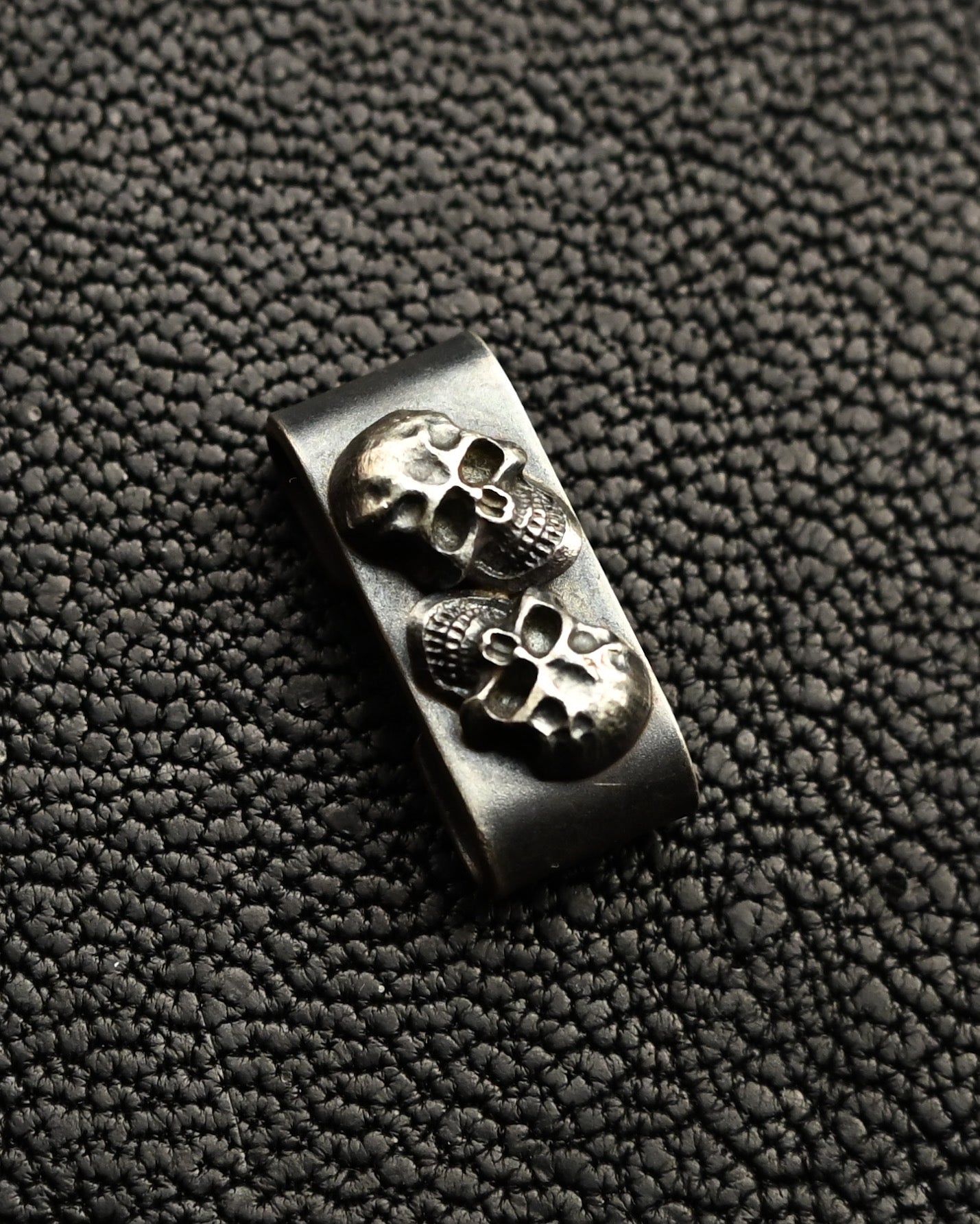 Vintage Steel Flame Dark Skull II Sterling Silver MOLLE Clip