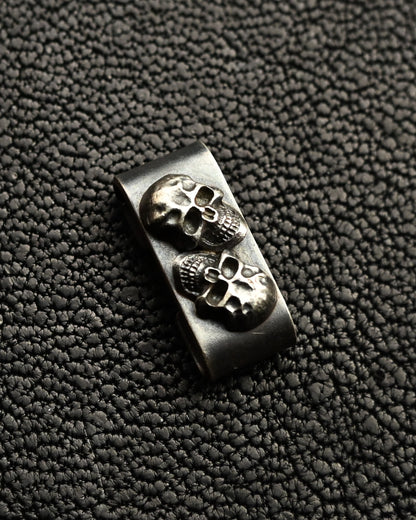 Vintage Steel Flame Dark Skull II Sterling Silver MOLLE Clip