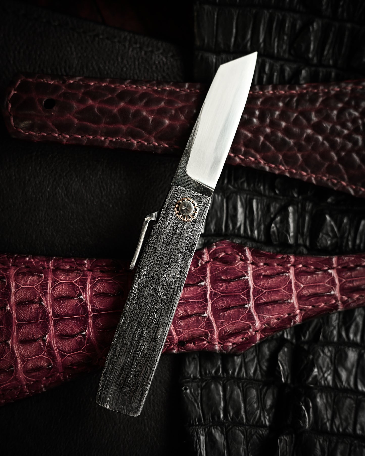 Japan Made Masayuki Tashiro S704 One-Off Aogami Fat-Mamori EDC Custom Folding Knife