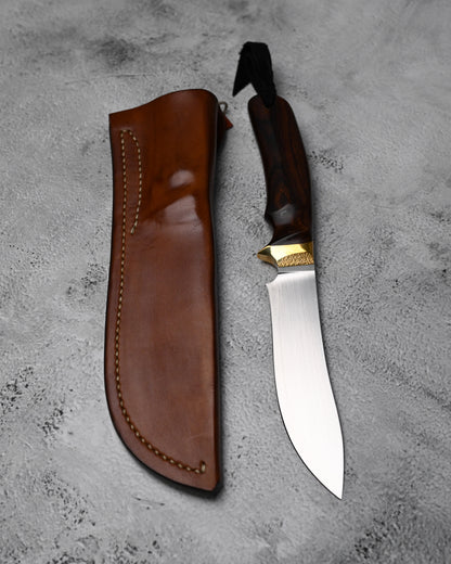 Japan Made Hiroshi Saito Handmade VG10 Outdoor Knife｜Desert Ironwood Handle｜Vegetable-Tanned Leather Sheath
