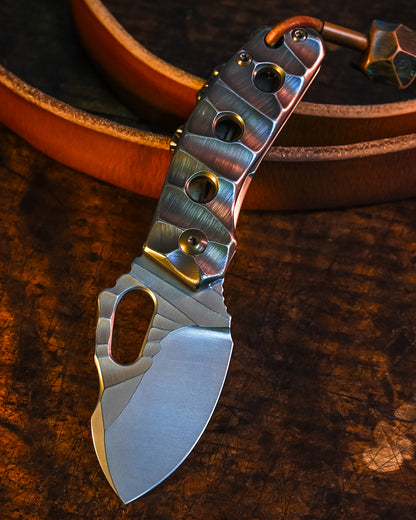 Homer Knife - T-Rex #392 Folding Knife | A Perfect Fusion of Anodized Titanium and Copper Bead