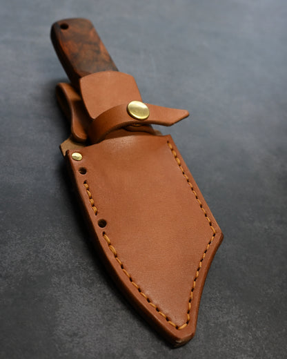 Sunizumi Knives “Little Brown” Full Custom Outdoor Bunka Knife VG7 Damascus + Copper (#4)