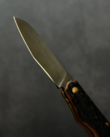 Wtopia Hifuku-Mamoru Folding Knife | Antler Handle × K120 Steel | Handmade in Japan