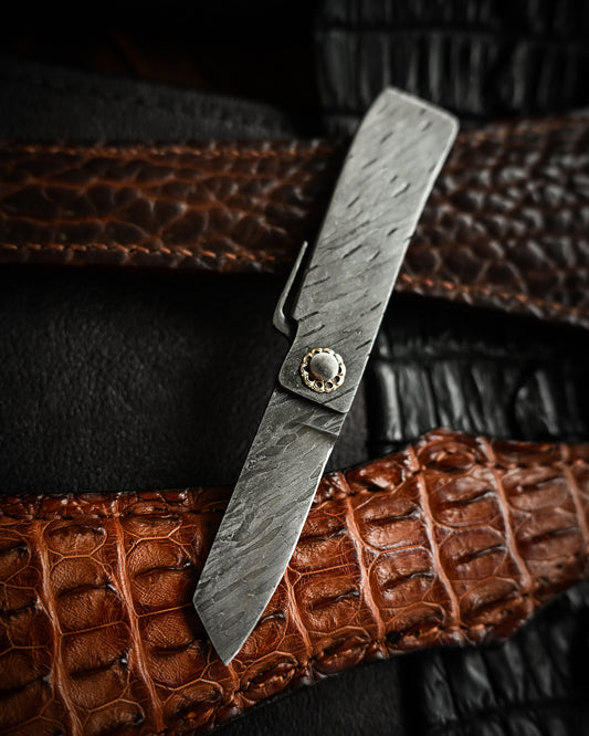 Masayuki Tashiro S712 Forged Dragon Scale Damascus Higonokami EDC Custom Folding Knife