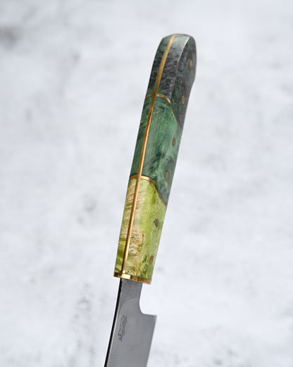 Japan Made Yoshio Sugiyama Handmade Gin3 Santoku Knife｜Copper-Inlaid Handle｜Satin-Finished Blade