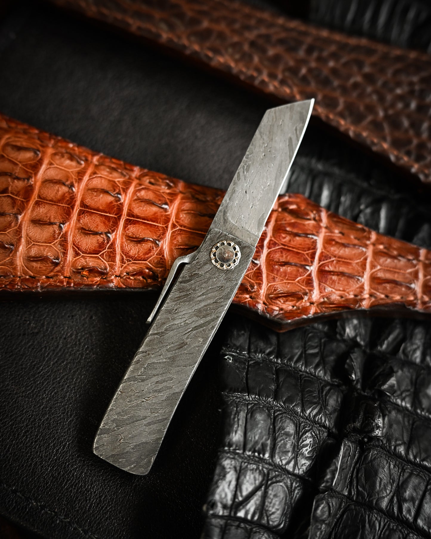 Masayuki Tashiro S7110 Forged Dragon Scale Damascus Higonokami EDC Custom Folding Knife