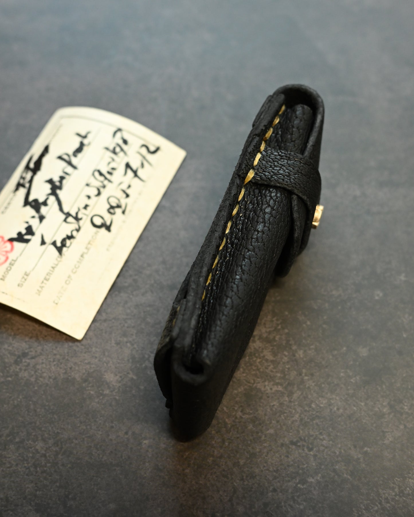 Wtopia Handmade Knife/Tool/Flashlight Pouch｜Japanese Bear Leather with 925 Silver Ginkgo Inlay｜Hand-Signed Birth Card｜One of a Kind