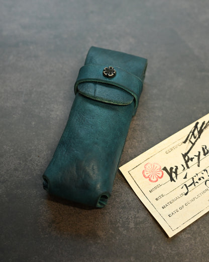 Wtopia Handmade Knife/Tool/Flashlight Pouch – Japanese Shell Cordovan with Bronze Cherry Blossom Inlay